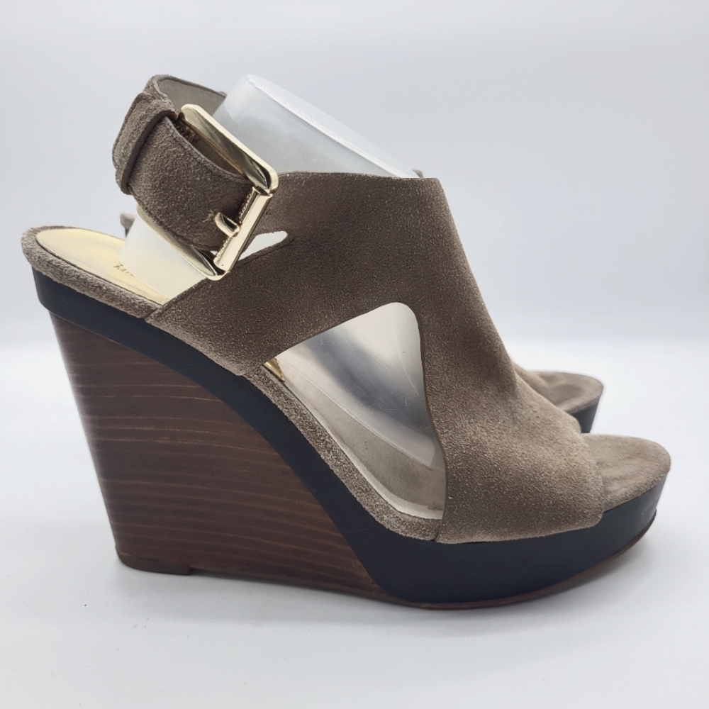Michael Kors Tan Suede Wedge Summer Sandal Heel